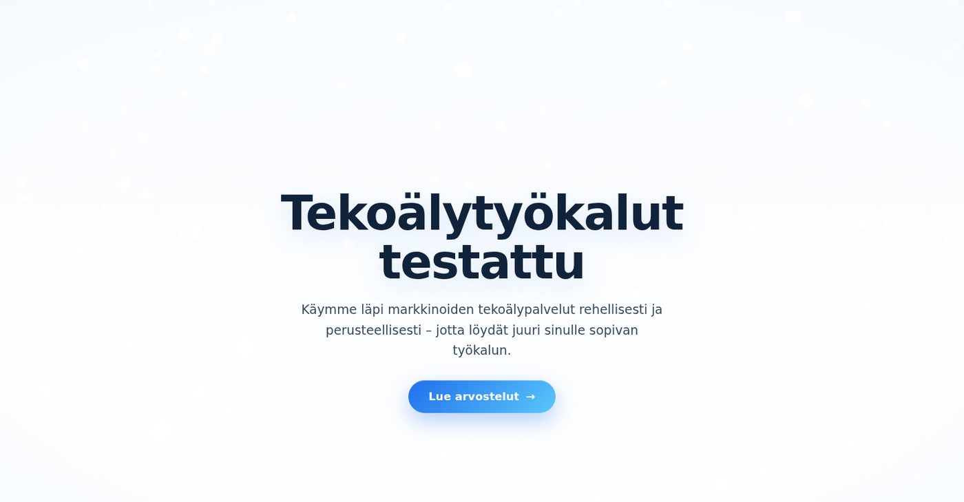 MiMo-V2.6-Pron tuottama three.js-hero: vaalea kolmiulotteinen kohtaus, jossa näkyy viisi syvyyskerrosta ja partikkelikenttä